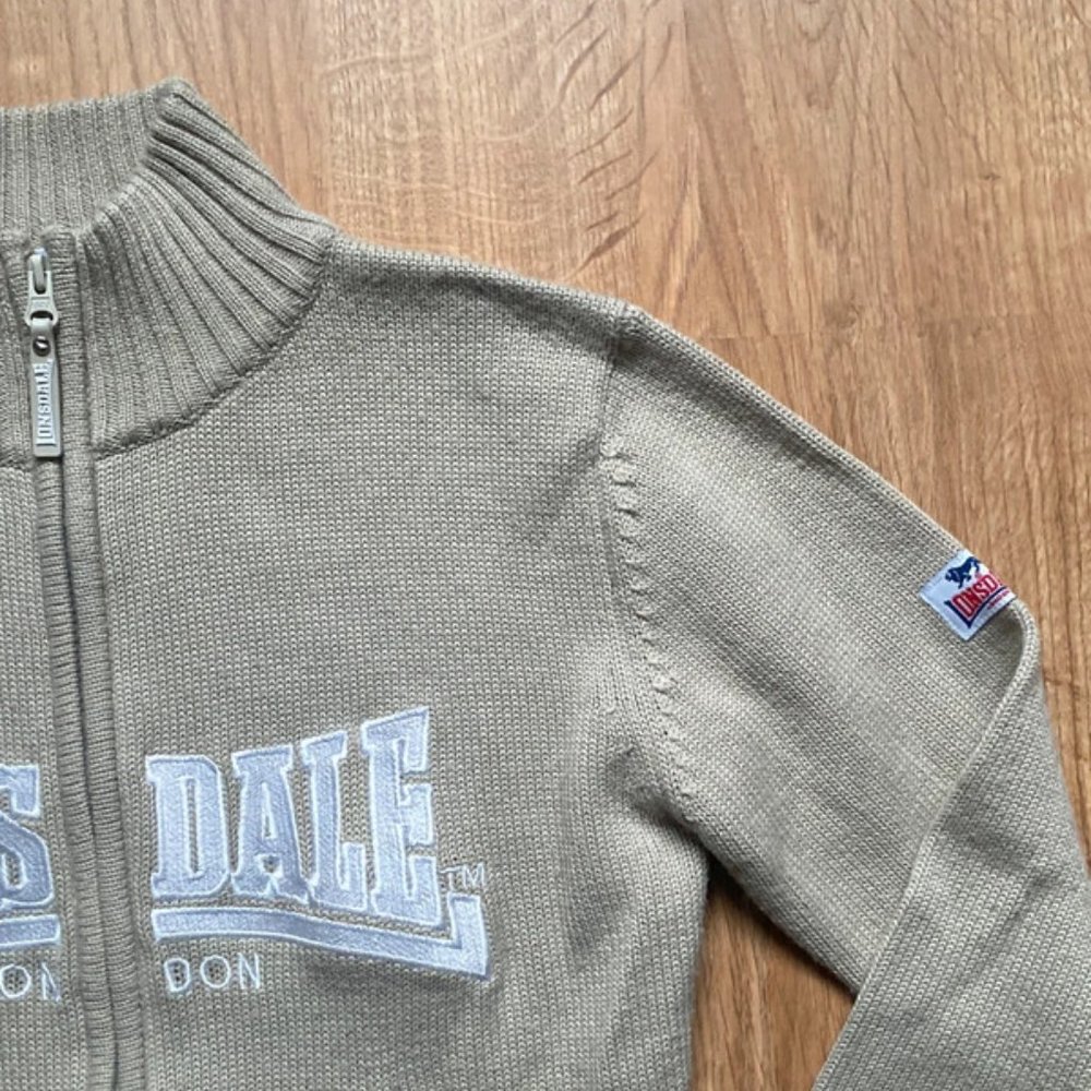 Lonsdale Knit Turtleneck Tan Zip Jacket